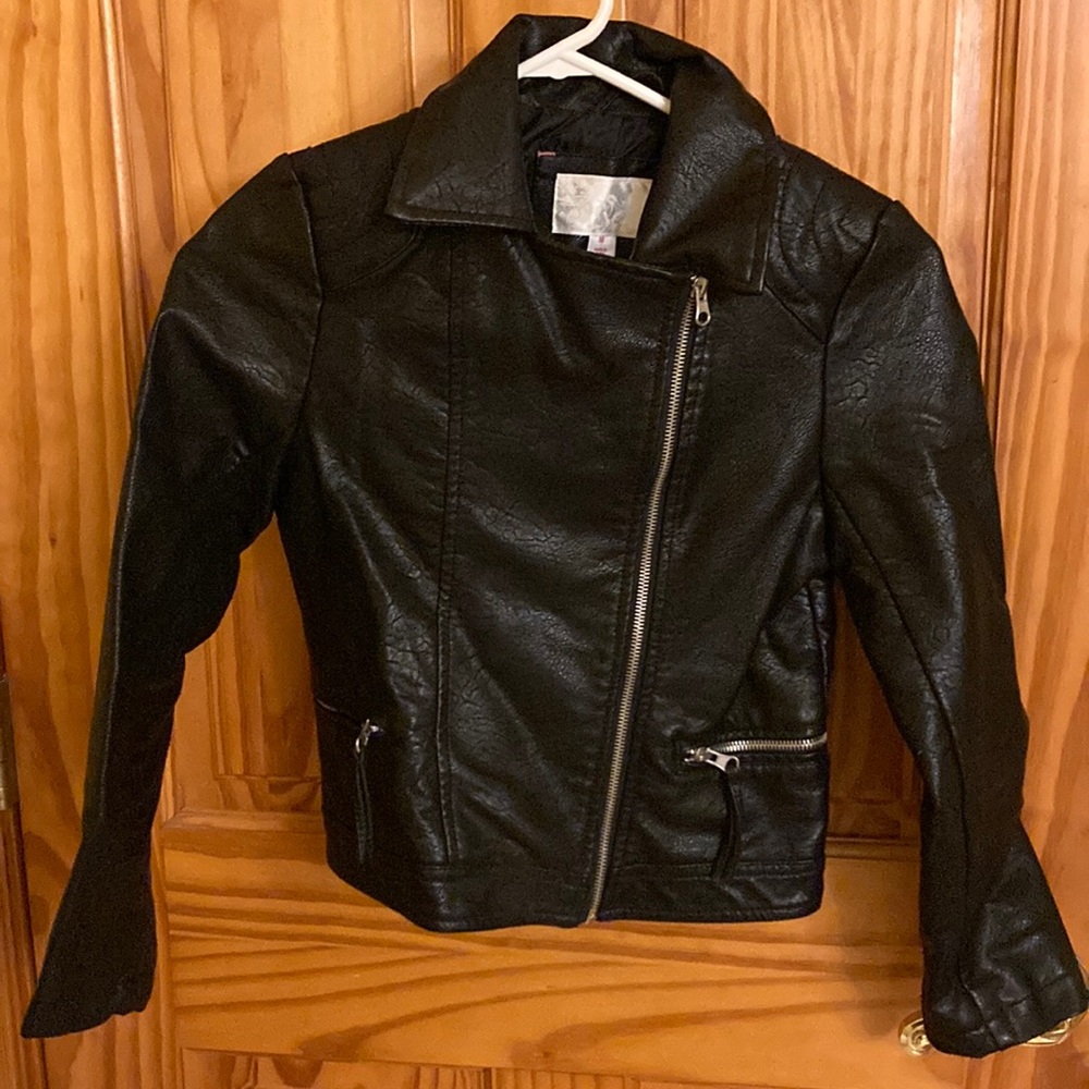Black Faux Leather Kid’s Jacket